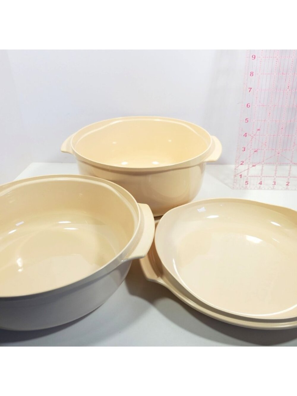 Tupperware Stack Cooker Almond Beige 3, 1 3/4, 1 Quart Lot Barely Used w Manual - Picture 8 of 13